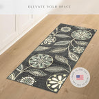Maples Rugs Reggie Floral Runner Rug - Made in USA - Washable, Non Slip Indoor Carpet for Kitchen, Hallway, and Laundry Room, 1'8 x 5, Persian Blue