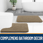OLANLY Toilet Rugs U-Shaped 24x20, Extra Soft Absorbent Chenille Contour Bathroom Rugs for Toilet, Dry Quickly, Machine Washable, Non-Slip Bath Mat, Tan