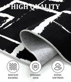 YIHOUSE Black Modern Geometric Area Rug 6x9, Black and White Rug with Abstract Rectangular Patterns,Non-Shedding Washable Rugs for Bedroom, Home Office and Living Room