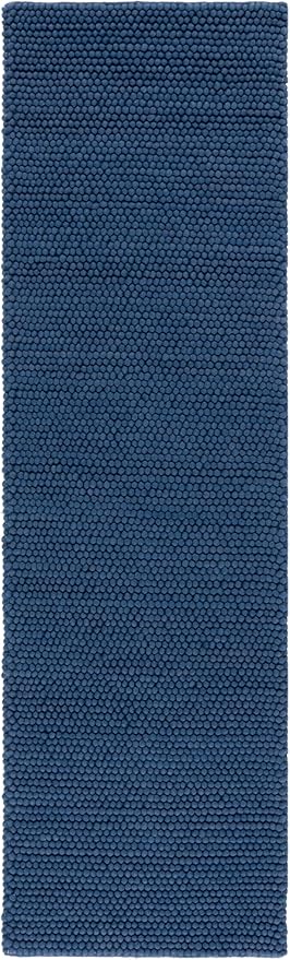 SAFAVIEH Natura Collection Runner Rug - 2'3" x 8', Navy & Blue, Handmade Wool Blend, Textured Design, Ideal for Hallway, Bedroom, Foyer (NAT620M)