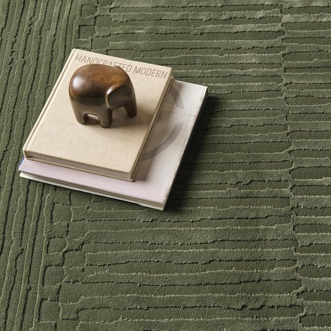 Revival Rugs Soloba 3'11"x6'1" Machine Washable Area Rug for Kitchen Bedroom - 100% Recycled Oeko-TEX Certified, Medium Pile, Green