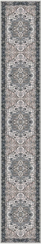 KOZYFLY Runners for Hallways 3x14 Ft Extra Long Washable Faux Wool Stair Thin Runner Rug Printed Hallway Carpet for Entryway Bedroom Stairs Kitchen Floor Accent, Black/Taupe/Beige