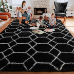 ONASAR 5x7 Area Rugs for Living Room Bedroom, Washable Fluffy Black and White Rug, Geometric Boho Soft Plush Shaggy Floor Carpet Mat for Nursery Kids Girls Boys Teen Dorm Home Decor Aesthetic