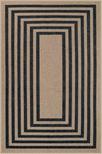 Lahome Modern Geometric Easy Jute Entryway Rug, 4x6 Black Washable Carpet for Bedroom Contemporary Thin Living Room Patio Rug, Farmhouse Non Slip Indoor Outdoor Carpet for Dining Room Backyard