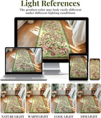 Floral Washable Round Area Rug - 6x6 Round Rugs Living Room Rug Soft Non-Slip Low Pile Large Indoor Accent Circle Carpet for Closet Bedroom Dining Room Home Office Nursery, 6ft Green
