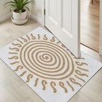 Boho Washable Rugs for Bedroom 5x6, Modern Sun Print Soft Minimalism Area Rug, Non Slip Low Pile Abstract Carpet for Classroom Living Room Decor Dining Room, Beige Yellow