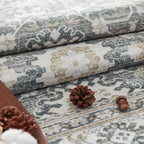 jinchan Area Rug 2x3 Washable Entryway Rug Distressed Gray Multi Vintage Floral Kitchen Print Floor Cover Indoor Doormat Retro Bathroom Living Room Bedroom Office Farmhouse Grey