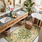Lahome Bohemian Floral Medallion Area Rug - 3x5 Soft Rug for Bedroom Living Room Mat, Cute Washable Indoor Floor Throw Carpet for Office Entry Way Apartment Dressing Room RV, Yellow/Green/Multi