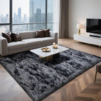 6x9 Area Rugs for Living Room Bedroom, Soft Fluffy Shaggy Bedside Rug, Indoor Floor Carpet for Kids Playroom, Dorms, Nursery Rooms, Home Decor (Tie-Dyed Dark Grey 6'x9')