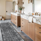 Lahome Black Washable Runners for Hallways,Boho 2'6"x10' Kitchen Runner Rugs Non Skid Washable Indoor Bathroom Runner Rug,Distressed Carpet Runners for Bedroom Entryway Foyer(2'6"x10', Black/Grey)