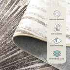 Lahome Modern Carpets for Living Room - Machine Washable Area Rugs 5x7 Throw Non-Slip Soft Carpet for Bedroom, Abstract Print Ultra-Thin Indoor Rug for Dining Room Office Home (Brown/Gray, 5'x7')