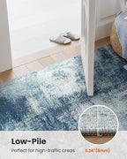 AMADA HOMEFURNISHING 8x10 Area Rugs for Living Room, Modern Washable Rug with Non-Slip Backing & Low Pile, Large Rug with Abstract Pattern for Bedroom, Dinning Room, Home Office, Navy Blue