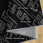 Geometric Rug, Washable 3x4 Rug for Living Room, Black and White Patterned Indoor Carpet, Modern Geometric Decor for Home, Bedroom, Soft Non Slip Thin Design FER13