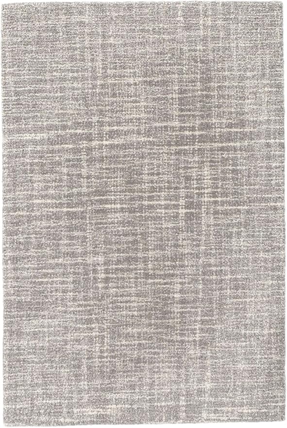 Dash and Albert Crosshatch Wool Area Rug - 3' x 5' Dove Grey Solid Hand Micro Hooked Accent Rug - Durable, High Traffic Areas Bedroom, Hallway, Stairs