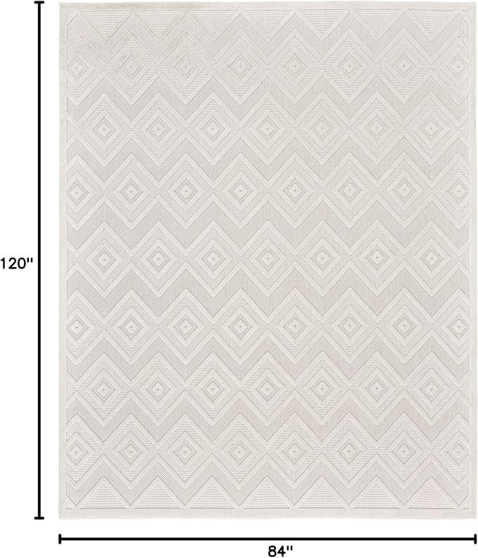 Nourison Home Versatile Ivory White 7' x 10' Area Rug - Easy Clean, Non Shedding, Bed Room, Living Room, Dining Room, Kitchen (7' x 10')