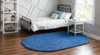 Unique Loom Solid Shag Collection Area Rug (5' 3" x 8' Oval, Periwinkle Blue)
