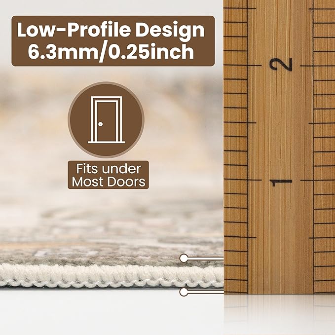 Washable Entryway Rug 3x5 | Non Slip Rug Runners for Hallways, Entryways, Kitchens, Bathrooms, Bedrooms | Ultra-Soft Flannel Carpet Kitchen Rug with Rubber Backing (Light Sage Brown, 3x5)