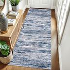 3x8 Modern Abstract Runner Rug for Hallways, Navy Blue Gray Neutral Multi Super Soft Hallway Decor Kitchen Rugs with Non-Slip, Non-Shedding Washable Rug for Entryway Bedroom Indoor