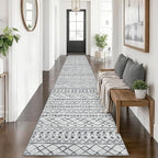 KUTA Long Hallway Runner Rug 2.6x14 Non-Slip Washable, Moroccan Vintage Beige Boho Kitchen Rugs Ultra Soft Distressed Geometric Floor Carpet Runners for Bedroom Laundry Stairway Entryway