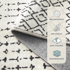 Lahome Moroccan Washable 2x6 Runner Rug, Non-Slip Beige Kitchen Hallway Runner Rug, Ultra Soft Geometric Print Distressed Floor Carpet for Hallways Entryway Bedroom Laundry
