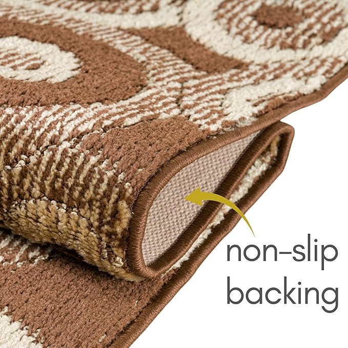 22 ft Extra Long Brown Hallway Runner Rug | Non-Slip & Machine Washable | Custom Cut to Size 2'3" x 22' (Runner) | REMNAZ