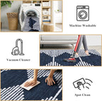 HelloTree Area Rug for Living Room 5x7 Washable Geometric Moroccan Rug Stripe Farmhouse Bohemian Minimalistic Non Slip Non Shedding Ultra Thin Soft Rug for Bedroom Office DiningRoom Nursery-Blue