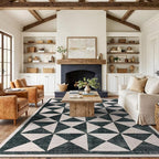 Rugshop Geometric Diamond Washable Non Slip Area Rug 8' x 10' Cream