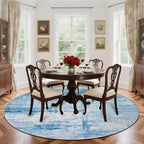 Round 6ft Area Rug Modern Abstract Washable Carpet for Living Room Bedroom Dining Room Home Office - Abstract Teal Grey