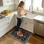 Area Rugs 2'x3' Washable Non-Slip, Floral Vintage Distress Print Pattern Medallion Carpet for Living Room Bedroom Dining Room, Black Colorful Floral Dark Tan