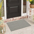 Black and White Striped Rugs 2.3'x3.6', Washable Hand Woven Front Door Rug, Reversible Outdoor Welcome Mat Foldable Layered Door Mats for Entryway Porch Decor Home Entrance
