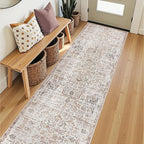 jinchan Kalen Runner Rug 2x8 Washable Hallway Rug Vintage Indoor Thin Retro Floor Cover Distressed Floral Country Lightweight Non Slip Carpet for Entryway Bathroom Bedroom Living Room Stairway Red