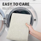 EARTHALL Woven Area Rug 3x5 Ft Washable Rugs for Entryway, Braided Rubber Backed Throw Rugs Door Mat Indoor Outdoor Entrance, Cotton Rug for Kitchen Foyer Front Door Living Room, Cream/Grayish