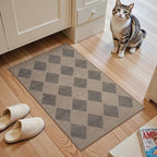 Lahome Checkered Washable 2x3 Brown Kitchen Rugs Non Slip, Small Printed Indoor Door Mat for Entryway, Moroccan Trellis Ultra-Thin Throw Carpet for Bedroom Laundry Entrance Decor (2'x3',Brown)