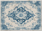 Blue Bohemian Rectangular Area Rugs for Living Room Bedroom 5 x 6.9 ft Vintage Farmhouse Floral Pattern Non-Shedding Soft Low Pile Rug Non Slip Washable Rug for Nursery Entryway Playroom