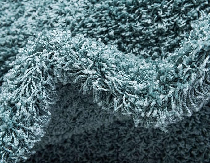 Unique Loom Solid Shag Collection Area Rug (8' x 10' Rectangle, Light Slate Blue)
