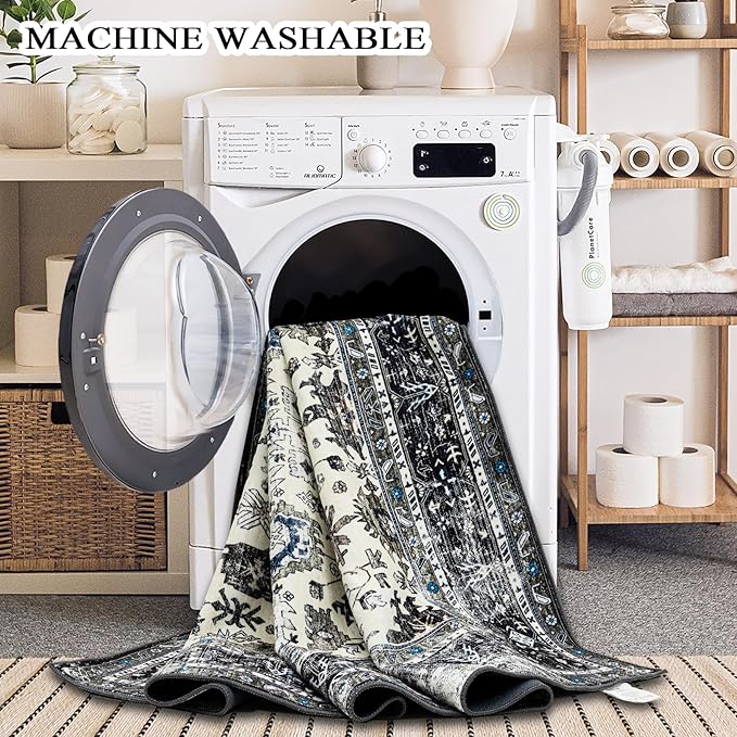 Area Rug Non Slip Machine Washable Ultra Soft Living Room/Bedroom/Kitchen/Outdoor/Classroom White Gray, 2'×3'