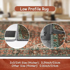 Moynesa Ultra-Thin Washable Vintage Area Rug - 5x7 Large Boho Non-Slip Rug for Bedroom Living Room Oriental Medallion Non-Shedding Print Floor Carpet for Dining Room Home, Brick Red/Dull Teal