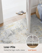 AMADA HOMEFURNISHING 5x7 Area Rugs for Living Room, Modern Abstract Washable Rug Neutral Soft with Non-Slip Backing & Low Pile Kids Rug for Resistant, Bedroom, Nursery Home Office, Beige