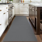 IOHOUZE Washable Runner Rug 3x8 Non Slip Rubber Backed Wide Hallway Runner Entryway Runner Indoor, Kitchen Rugs Woven Floor Carpet for Hall Entrance Bedroom, Dark Grey