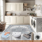 4’x6’ Area Rugs for Living Room Non Slip Washable Low Pile Area Rugs for Bedroom Dining Foldable Vintage Carpets Blue