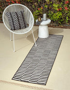 Unique Loom Outdoor Striped Collection Area Rug - Striped (2' x 8' Runner Charcoal/Ivory)