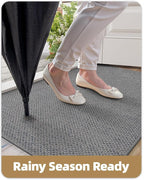 Color&Geometry Ultra-Thin Indoor Door Mat, 27"x59" Low-Profile Non-Slip Entryway Rug with Modern Geometric Texture, Washable Doormat for Entrance, Front Doors, Light Grey (Rolled-up NO Creases)