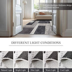 Modern Geometric Patchwork Indoor Area Rug for Living Room, Charcoal 4'x 6' Large Rug Rockwood Collection Hardwood Floors Decor for Bedroom, Grey Throw Carpet for Office Entryway Dining Room