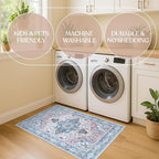 Fame Living Washable Area Rug. Modern Farmhouse. Vintage. Turkish. Bohemian. Distressed. Oriental. Traditional. Rugs for Living Room. Dining. Bedroom. Office. Entryway. Foyer. (861NT, 5' x 6'9")