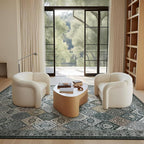 Phantoscope Washable Area Rug 5'x7' Non-Slip, Vintage Boho Rugs for Living Room, Bedroom, Dining Room, Distressed Moroccan Mosaic Diamond Pattern, Low-Pile Foldable Floor Carpet, Grey Charcoal