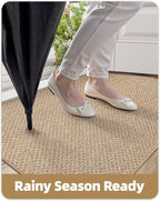 Color&Geometry Ultra Thin Indoor Door Mat Non Slip Rubber Backed Dirt Trapper 48"x72"(Rolled-up NO Creases), Rugs for Entryway, Front Door Mat Indoor Washable Low-Profile Entry Mat, Khaki