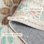 jinchan Vintage Floral Runner Rug 2x6 - Machine Washable Distressed Design Non-Slip Low-Pile Soft Thin Carpet for Hallway Kitchen Farmhouse Bedroom Entryway Laundry Room (2x6ft, Apricot Multi)