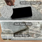 5x7 Machine Washable Area Rug for Living Room, Grey Rusty Boho Vintage Floral Rug Large Non-Slip Low Pile Soft Faux Wool Carpet, Kids and Pets Friendly for Bedroom Dining Room Farmhouse Decor Rug