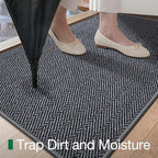 LUMI Ultra Thin Indoor Door Mat for Entrance 48"x72", Non Slip Entryway Mat, Low Profile Doormat, Unique Herringbone Design Carpet for Inside, Patio, Porch, Medium Gray