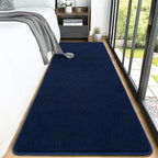 AROGAN Shag Runner Rug for Hallways, 2x6 Feet Washable Rugs with Memory Foam for Bedroom, Entryway Indoor Fluffy Throw Rug for Bedside Living Room Kids Girls Nursery Dorm Room Decor, Navy Blue